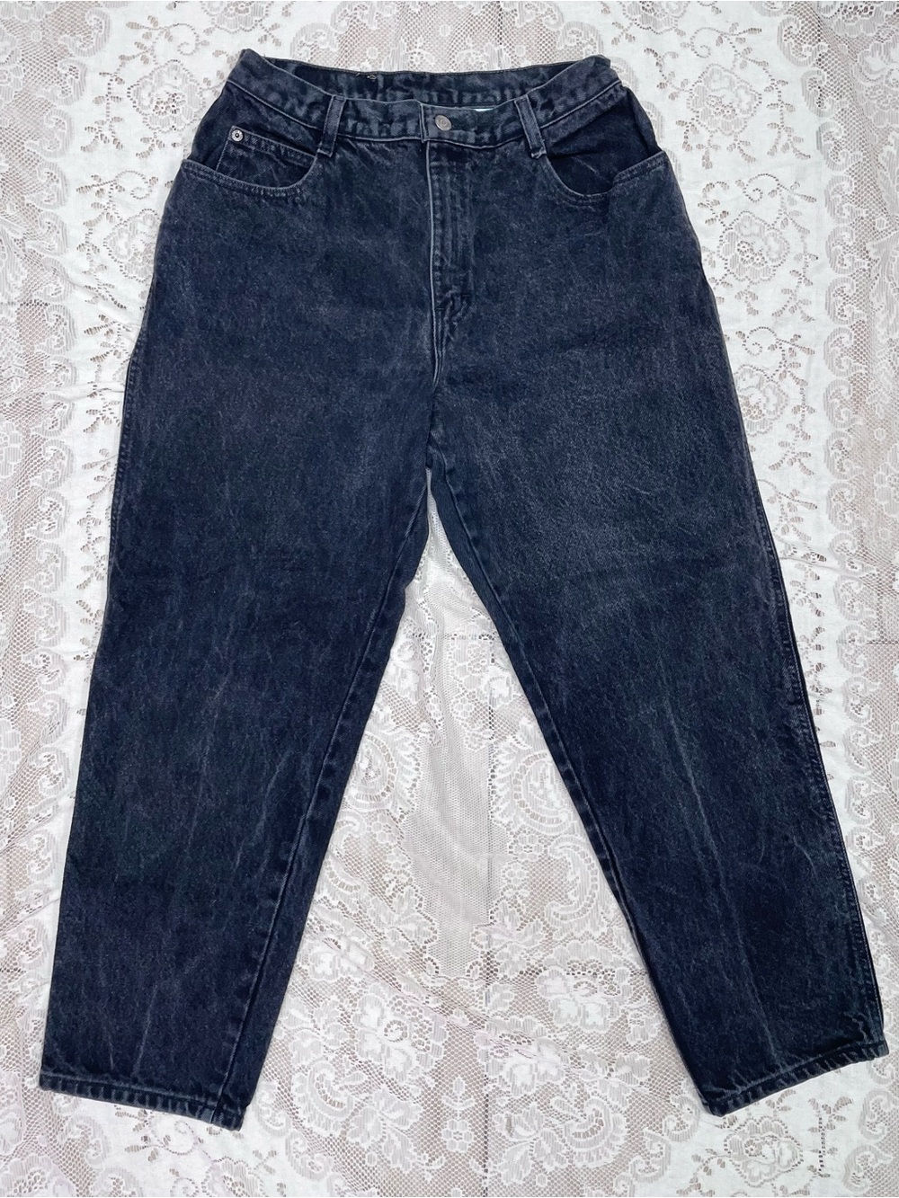 Gitano | Vintage 90s Curvy Charcoal Wash Black Gray High-Waist Tapered Jeans